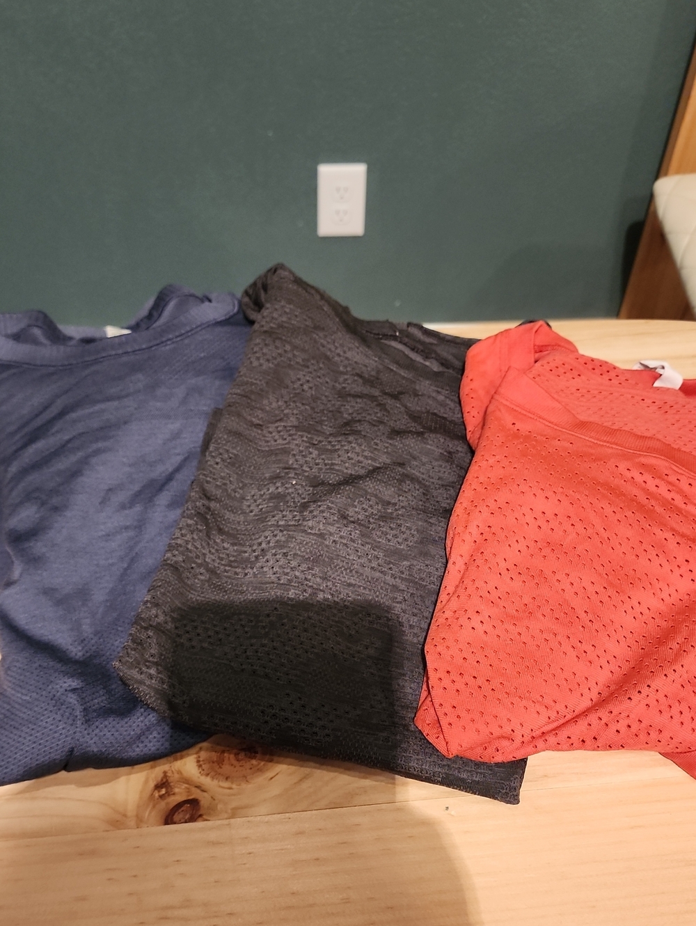 lululemon athletica Coral, Blue, And Gray Perforated Long Sleeve Top